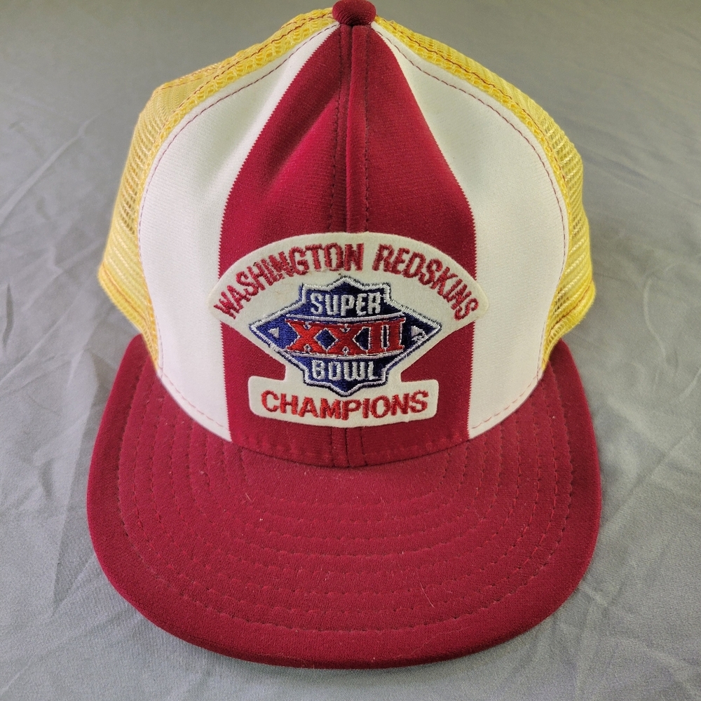 Super Bowl XXII NFL Washington Redskins Snapback Hat Cap VTG Lucky Stripes Large